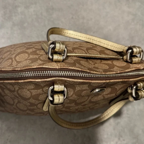 Coach Peyton Signature Cora Domed Satchel Handbag 24606 Gold/Brown! GUC!! - Picture 9 of 12